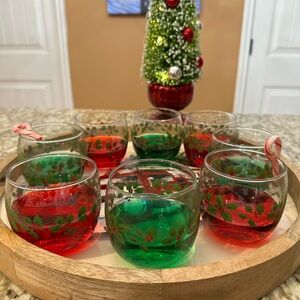 Source Unknown Festive (clear)Green and Red Glasses Set